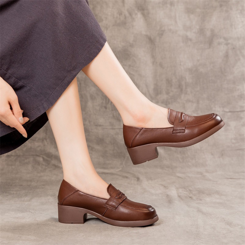 All-match lazy shoes high-heeled leather shoes for women