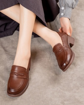 All-match lazy shoes high-heeled leather shoes for women