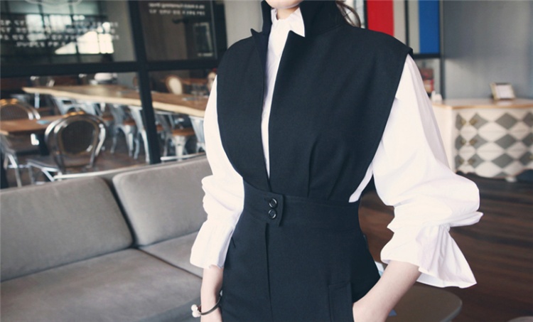 Slim sleeveless dress shirt 2pcs set for women