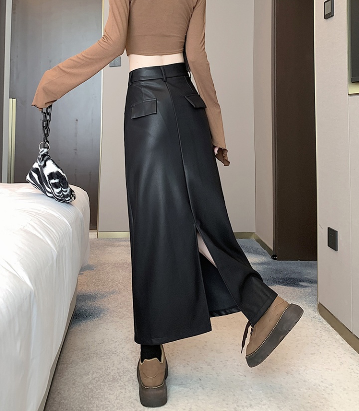 Long slim split high waist skirt for women