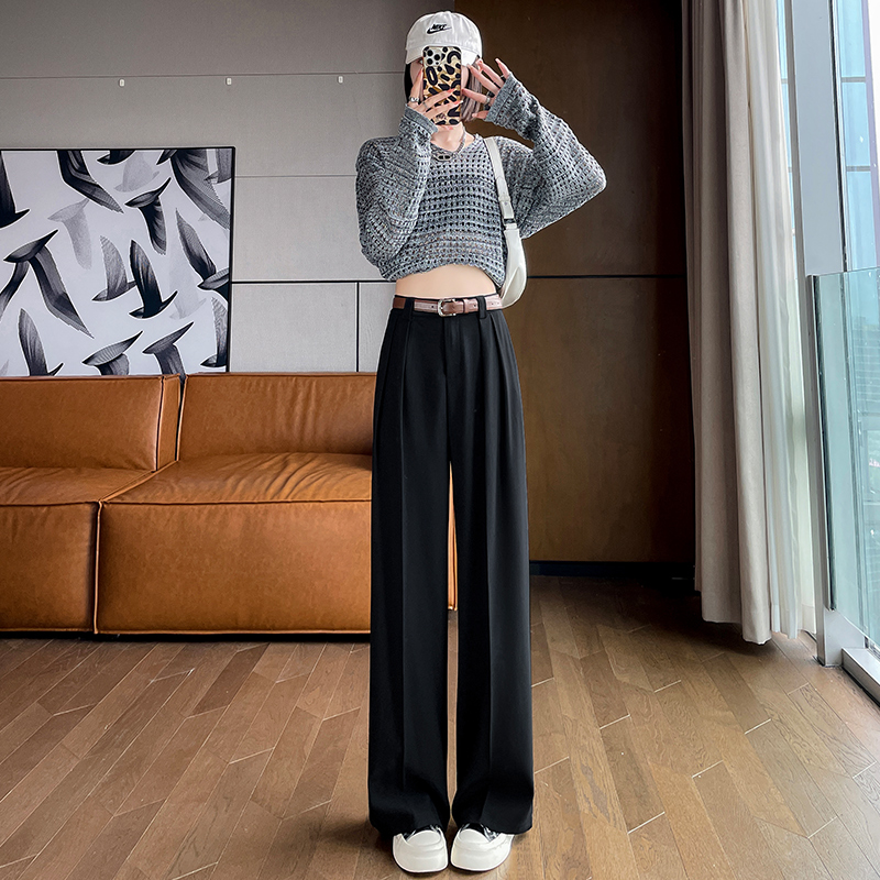 Mopping drape wide leg pants khaki casual pants for women