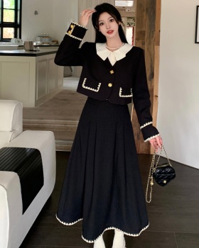 Long fashion and elegant skirt large yard coat 2pcs set