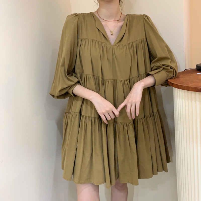 Niche Cover belly fold loose dress for women