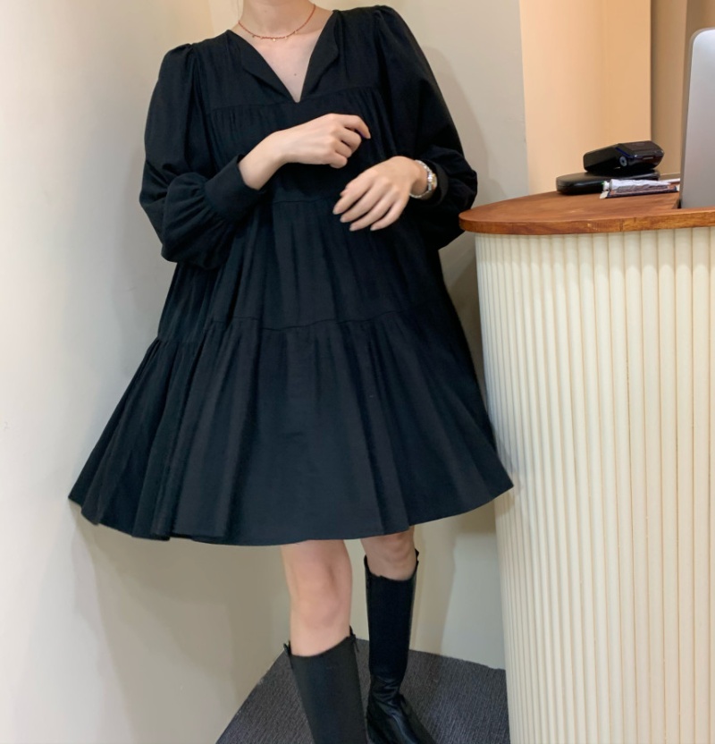 Niche Cover belly fold loose dress for women