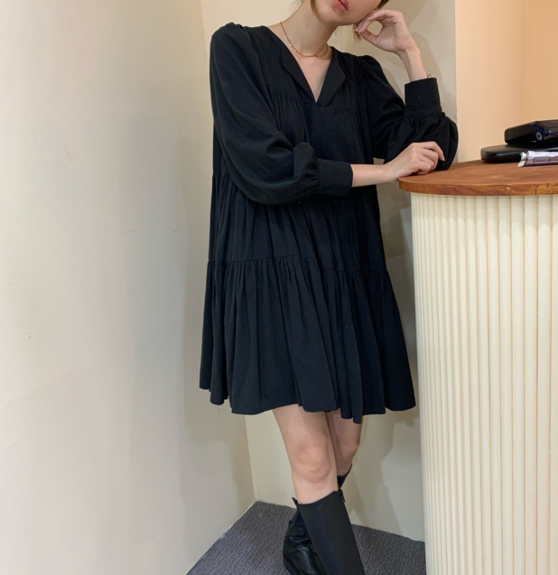 Niche Cover belly fold loose dress for women