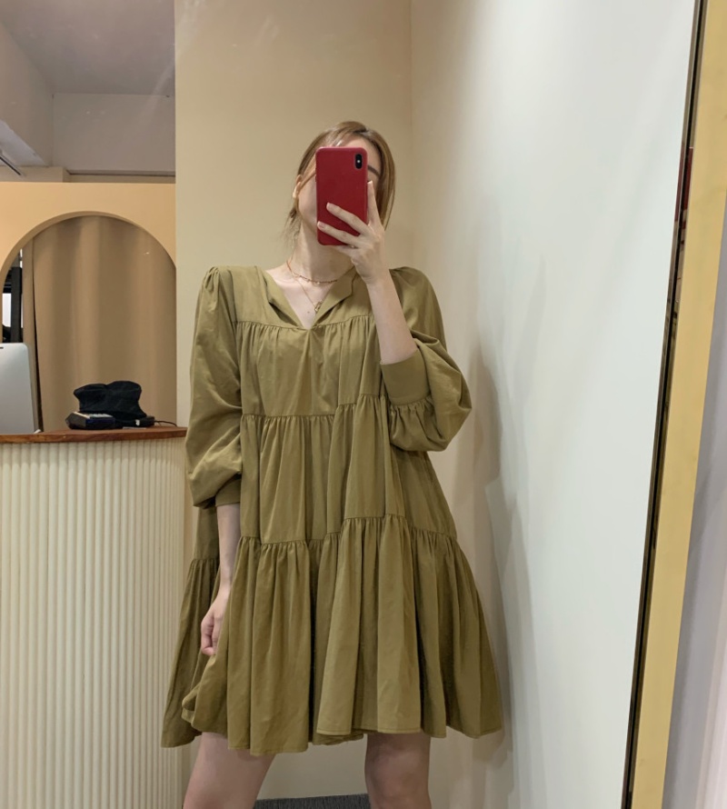 Niche Cover belly fold loose dress for women