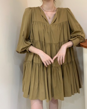 Niche Cover belly fold loose dress for women