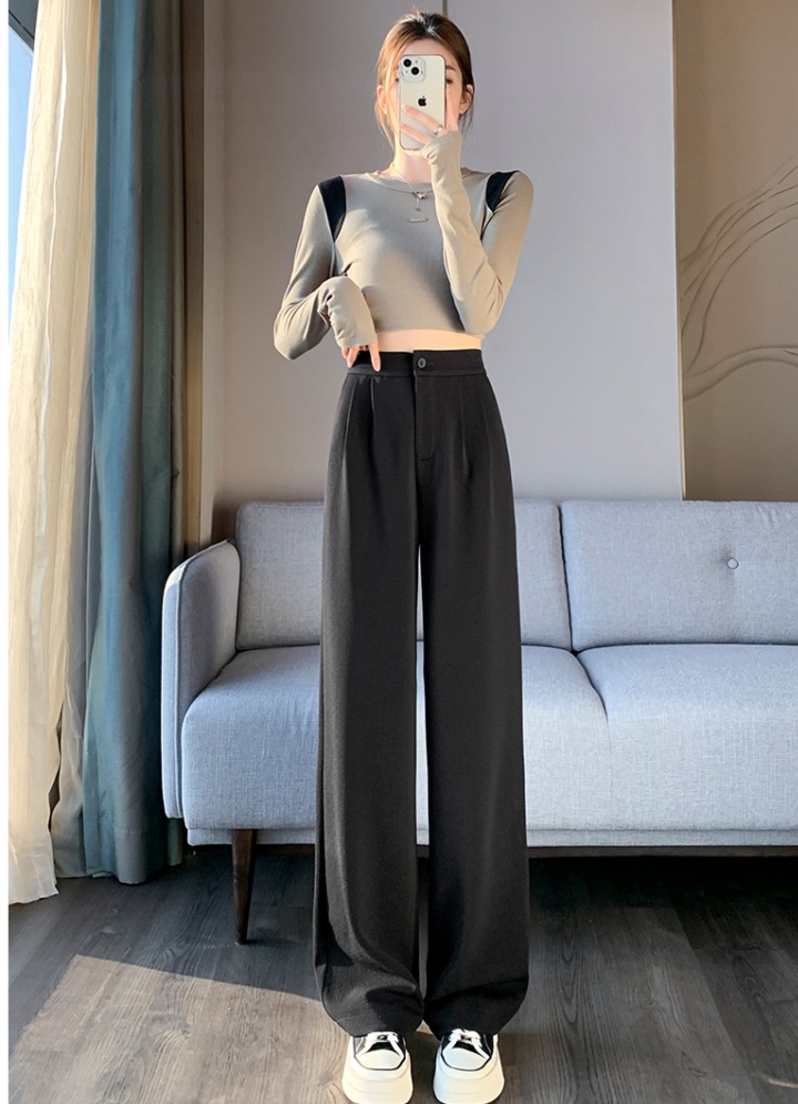 Autumn loose straight wide leg pants drape high waist suit pants