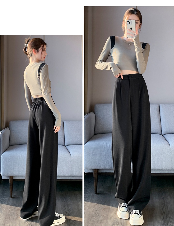 Autumn loose straight wide leg pants drape high waist suit pants