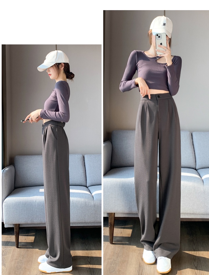 Autumn loose straight wide leg pants drape high waist suit pants