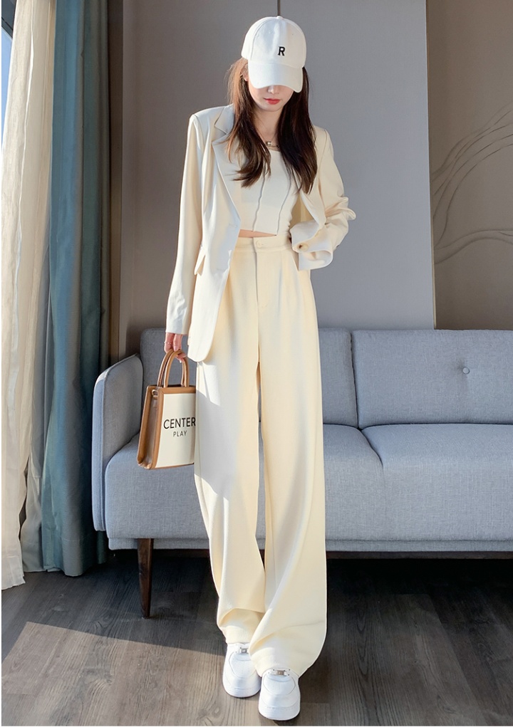 Autumn loose straight wide leg pants drape high waist suit pants