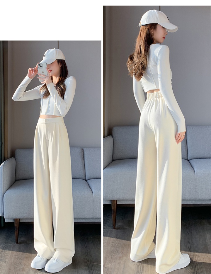 Autumn loose straight wide leg pants drape high waist suit pants