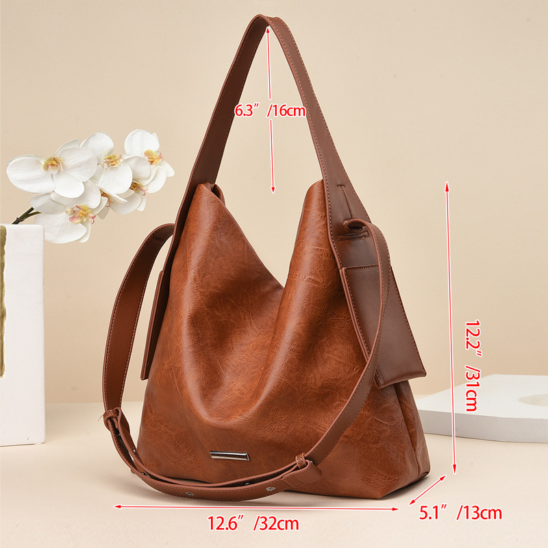 Leather commuting lazy Casual all-match handbag for women