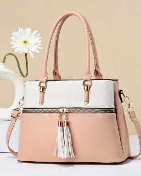 Buff high capacity shoulder bag tassels mixed colors handbag