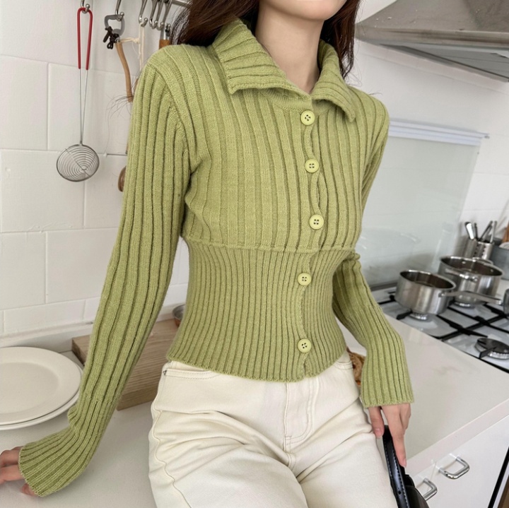 Knitted autumn and winter slim pure retro cardigan