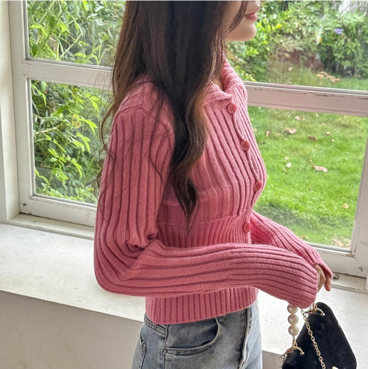Knitted autumn and winter slim pure retro cardigan