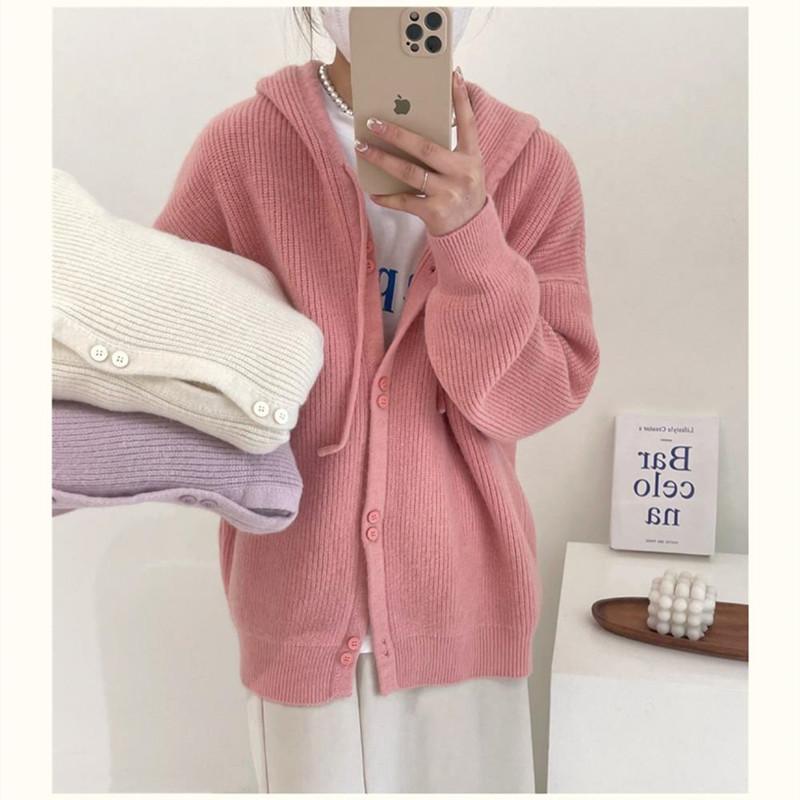 Hooded loose coat autumn and winter lazy sweater for women