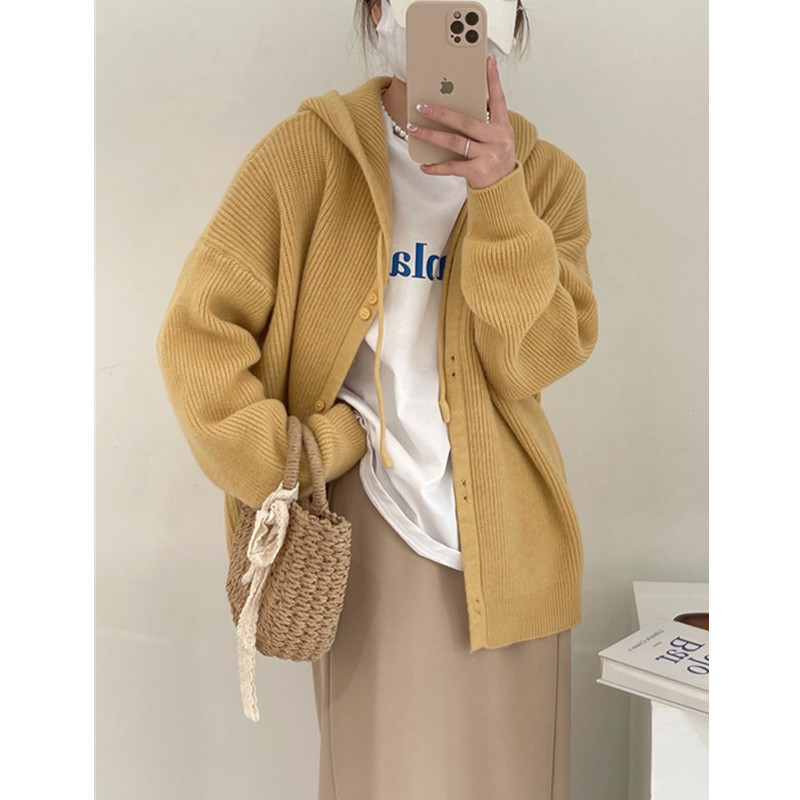 Hooded loose coat autumn and winter lazy sweater for women