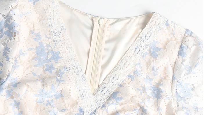 Temperament floral lace V-neck hollow dress for women