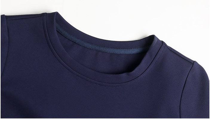 Navy-blue temperament split slim pinched waist dress