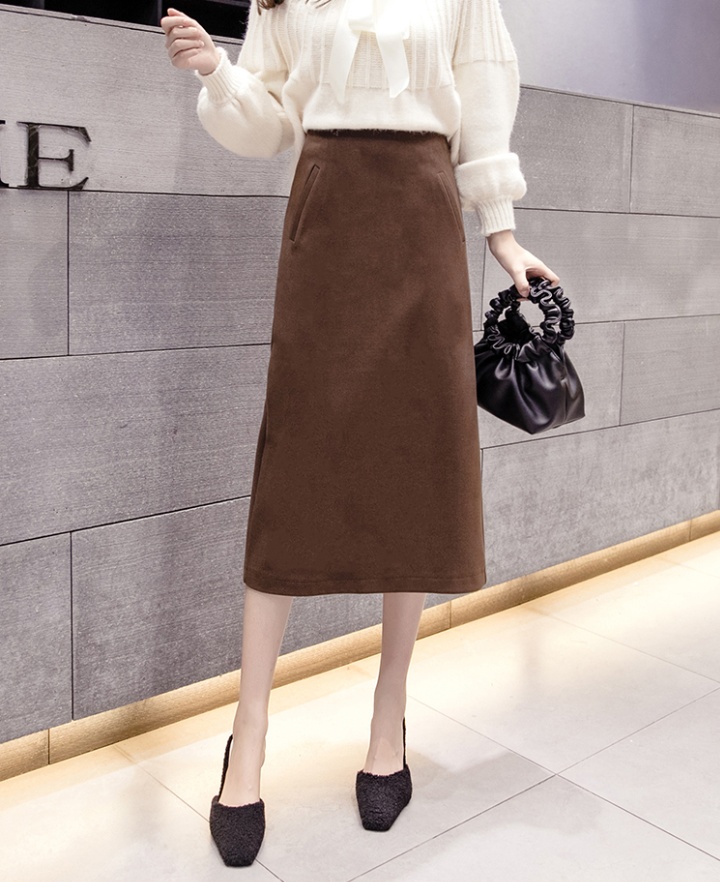 Woolen package hip all-match skirt winter slim long dress