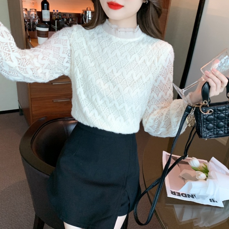 Western style bottoming shirt lace shirts for women