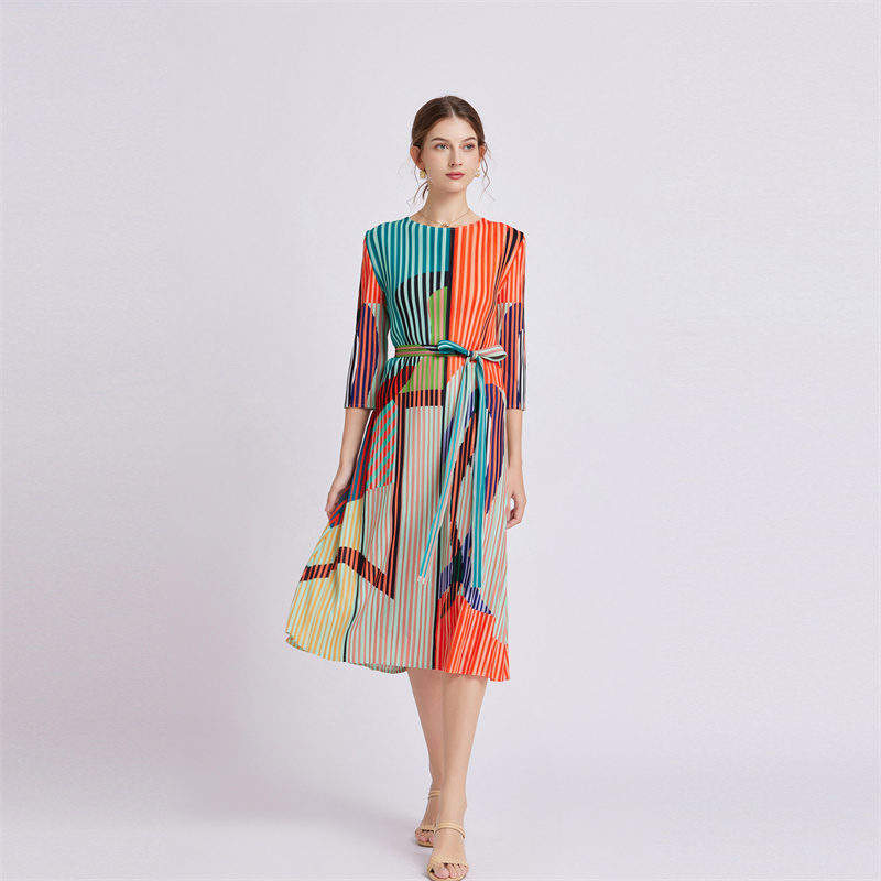 Short sleeve autumn frenum large yard printing dress