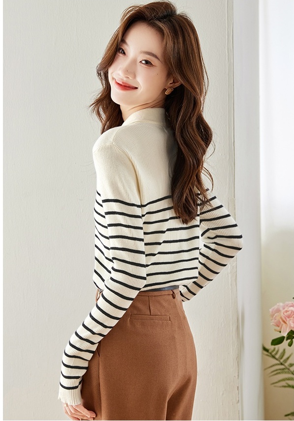 Knitted stripe coat tender cardigan for women