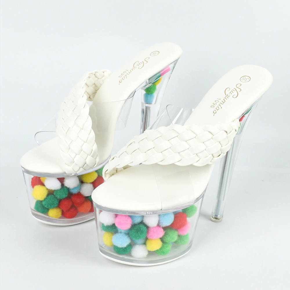 High-heeled crystal slippers sexy transparent shoes