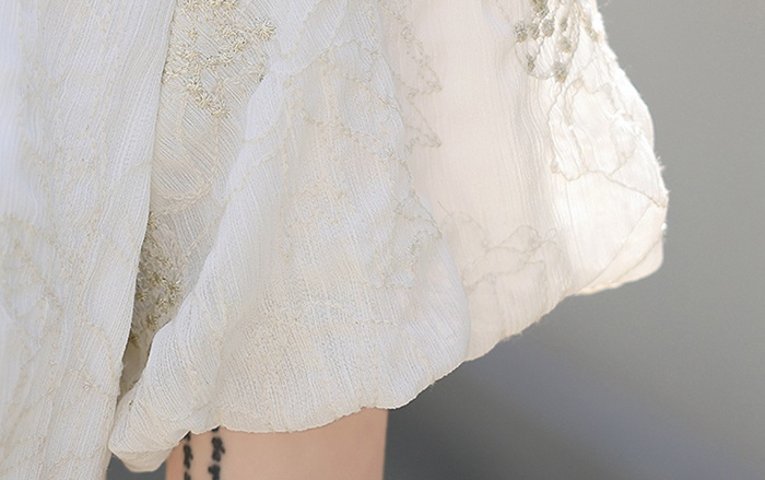 Jacquard lace chiffon long dress elegant gold line dress