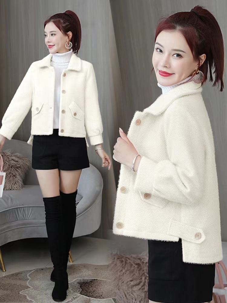 Western style overcoat loose woolen coat for women