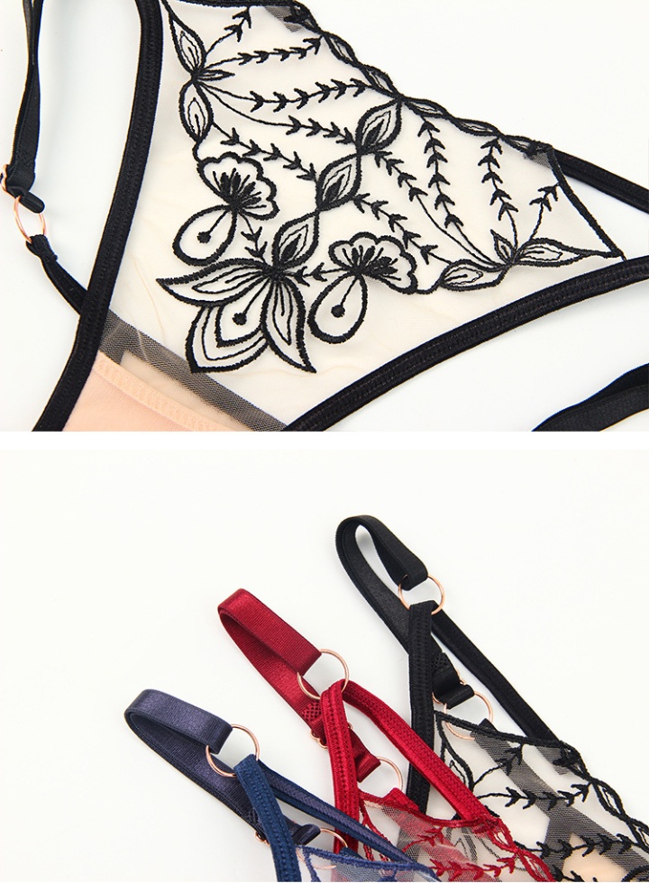Gauze embroidery T-back cozy exquisite briefs