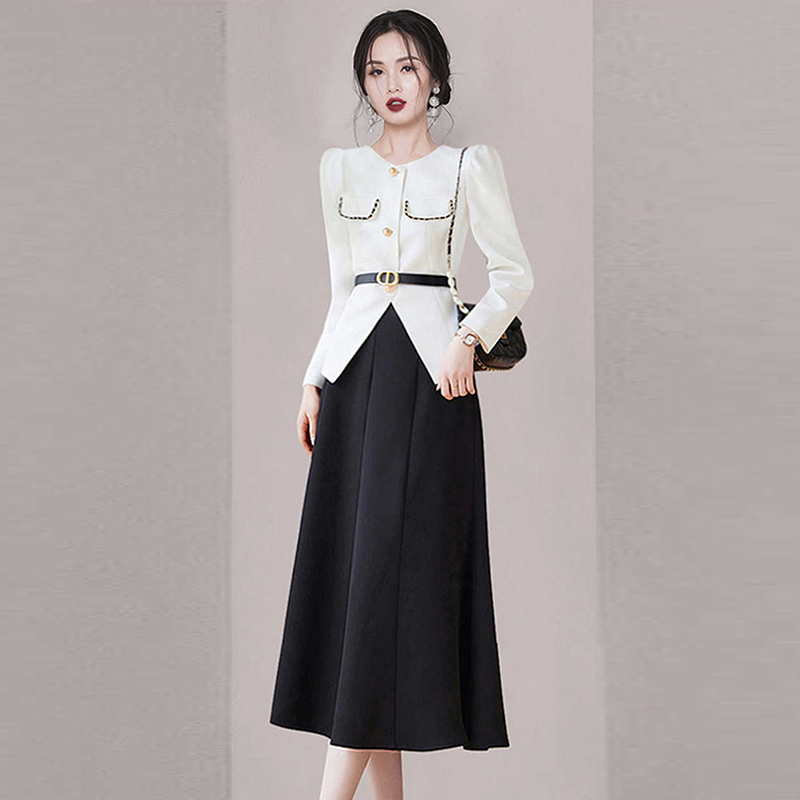 White skirt fashion and elegant business suit 2pcs set for women