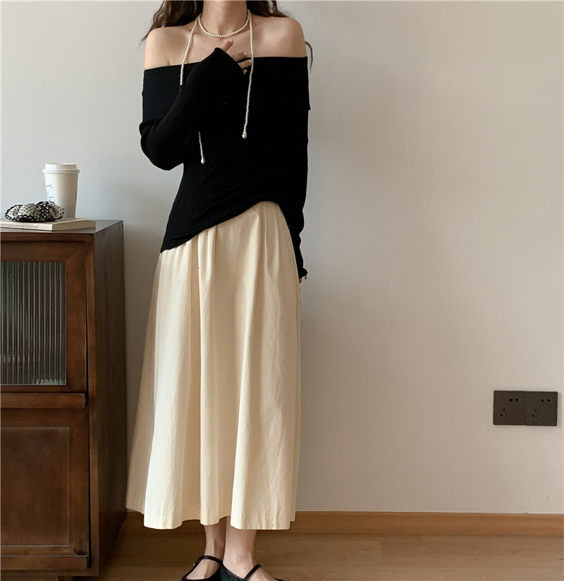 Flat shoulder lazy lapel autumn and winter sweater for women