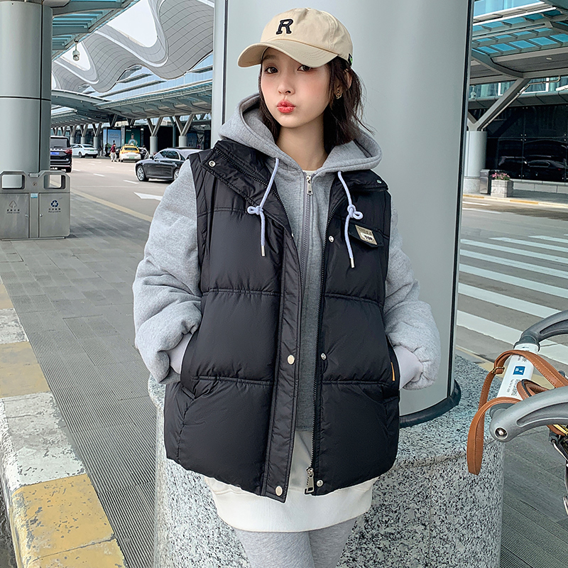 Korean style loose cotton coat Pseudo-two student coat
