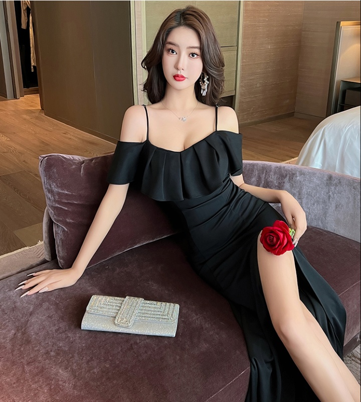 Sexy evening dress lotus sleeve long dress for women