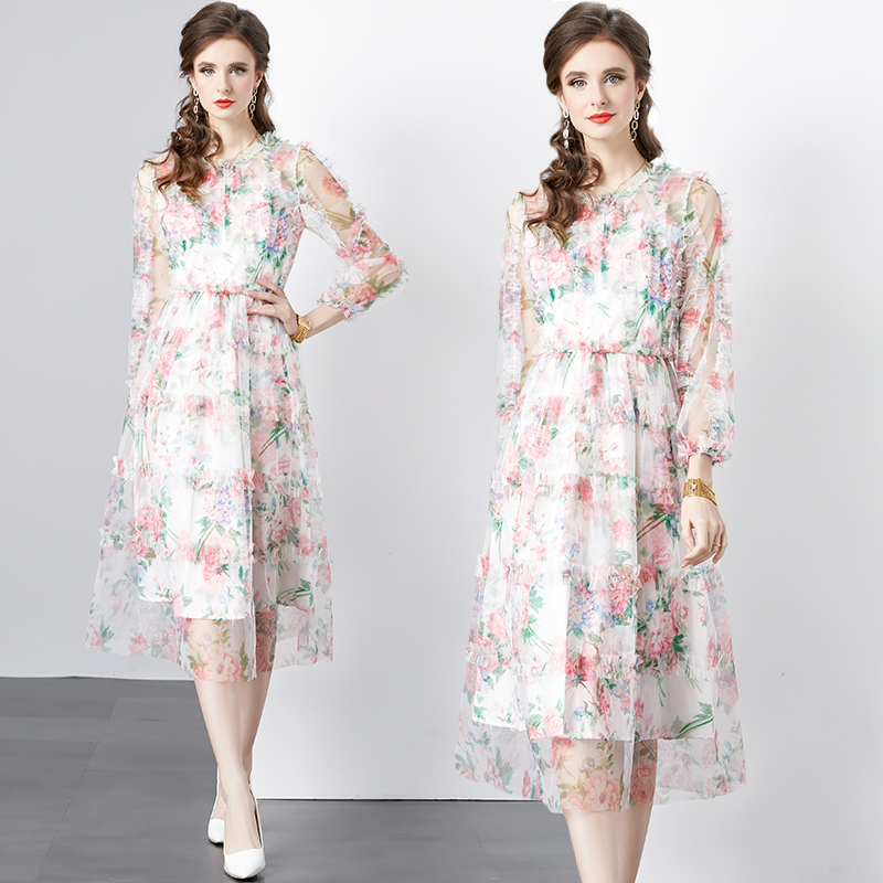 Printing temperament France style dress for women