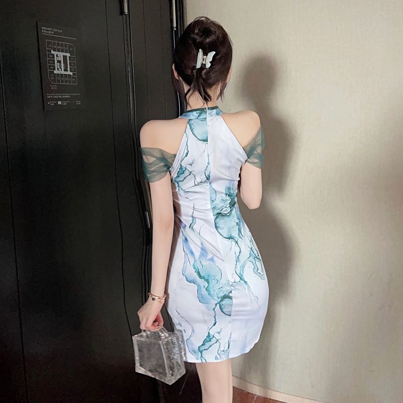 Spicegirl splice cheongsam gauze retro formal dress