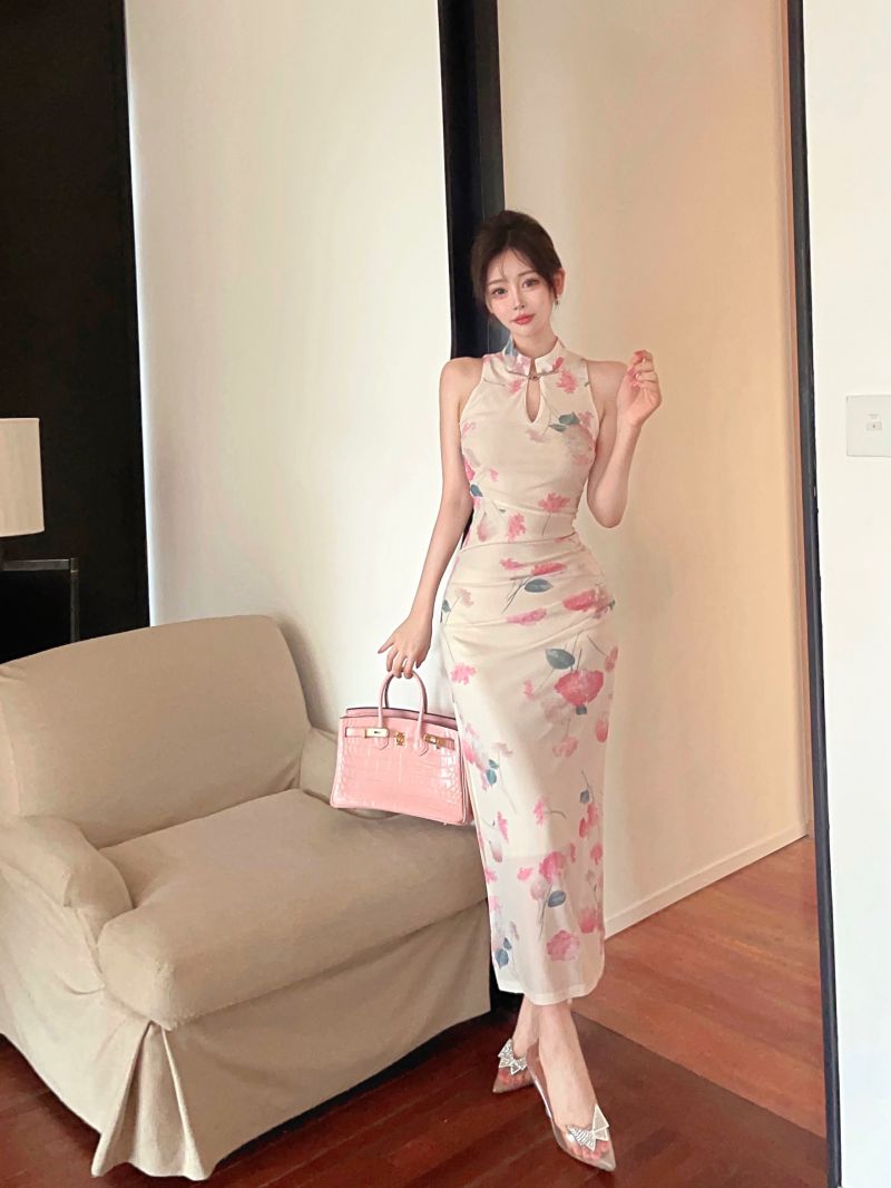 Light gauze dress Chinese style cheongsam for women