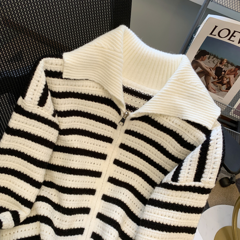 Loose lapel sweater knitted Casual tops