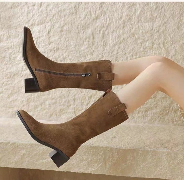 Middle-heel short boots thick boots for women