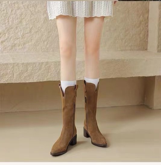 Middle-heel short boots thick boots for women