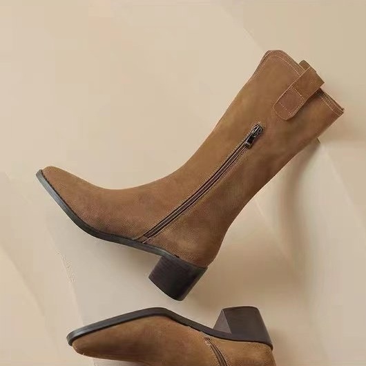 Middle-heel short boots thick boots for women