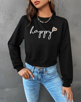 Letters autumn European style short hoodie for women