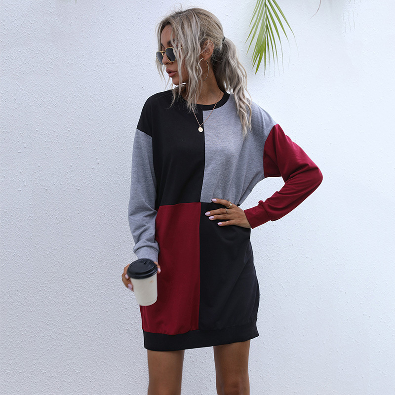 European style dress mixed colors hoodie for women