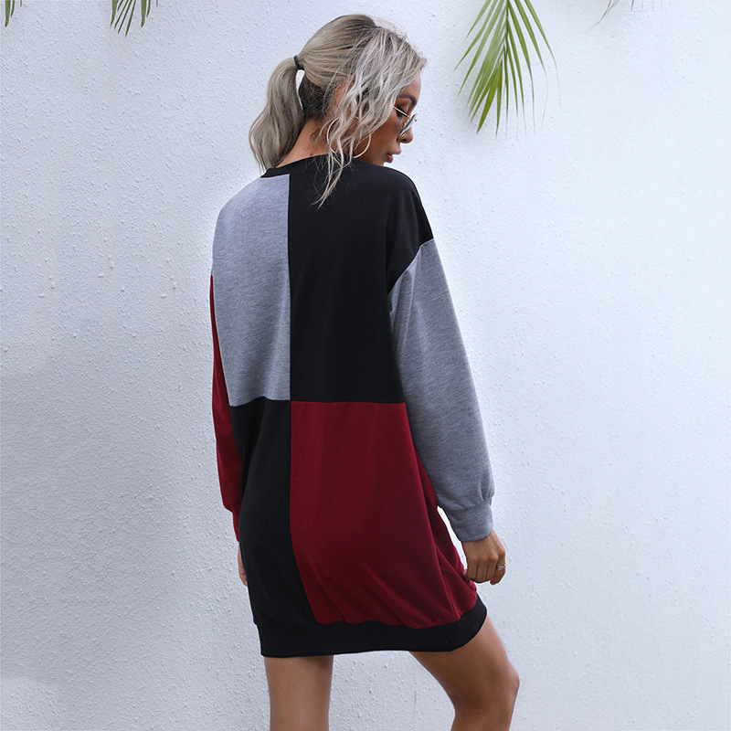 European style dress mixed colors hoodie for women