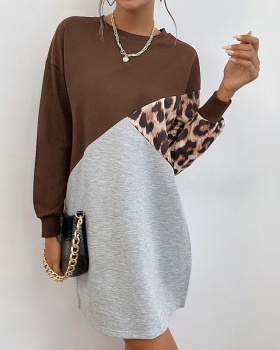 Autumn fashion dress leopard European style hoodie for women