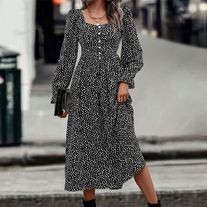 Printing autumn fashion European style dress for women