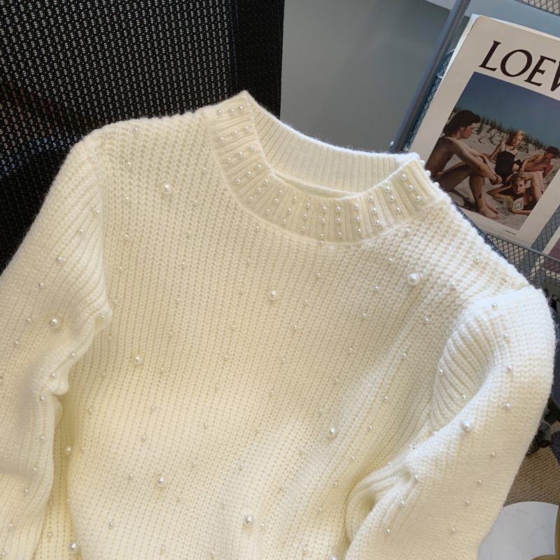 Temperament puff sleeve sweater winter tops for women