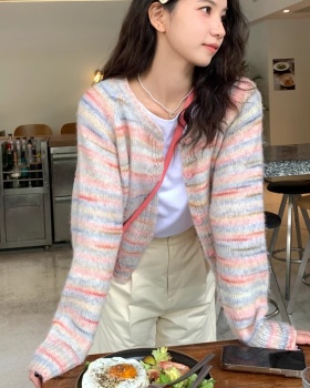 All-match knitted Casual cardigan sweet pink tops